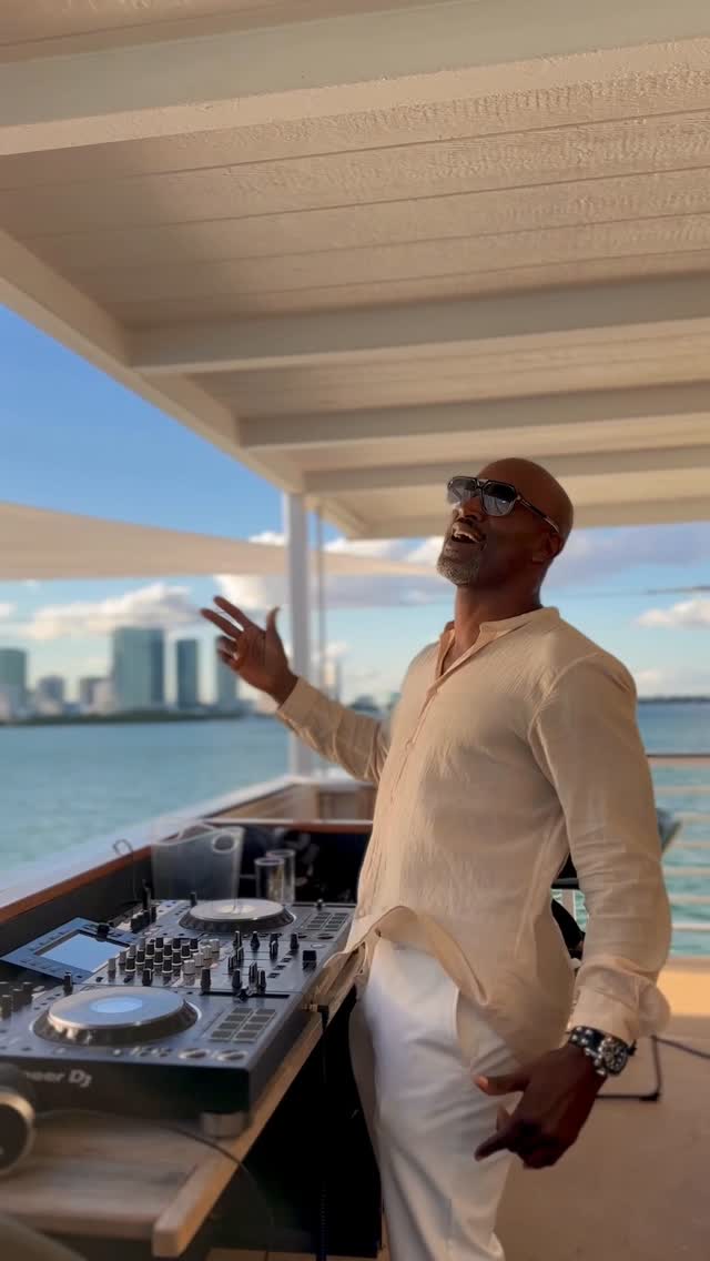 Frank on the decks over the Miami skyline